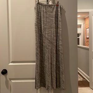 Gray Maxi Skirt with Cross Stitching
